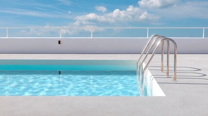 Obraz premium Modern Swimming Pool with Clear Water and Bright Sky in a Luxurious Outdoor Space