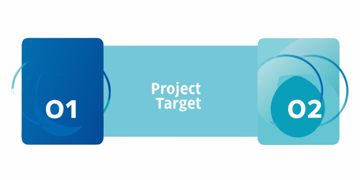 two step process diagram with blue and light blue squares