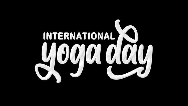 International yoga day text animation for social media posts, flyers, posters, banners, web graphics, and promotional materials. Suitable for celebrating yoga day.