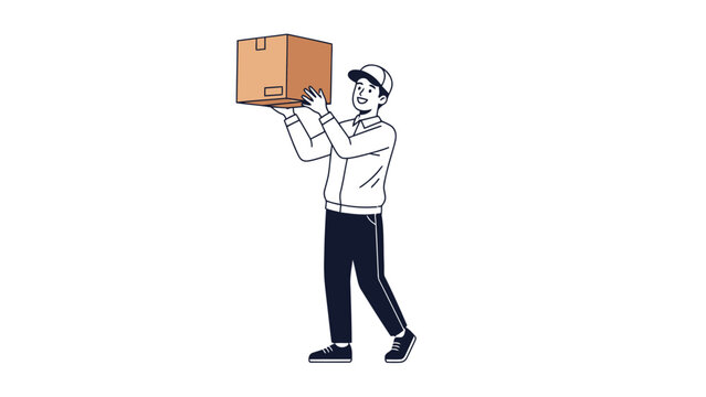 Man Carrying Brown Box.