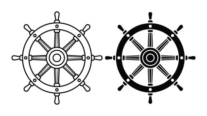 Old ship steering wheel vector illustration with rope © Mst