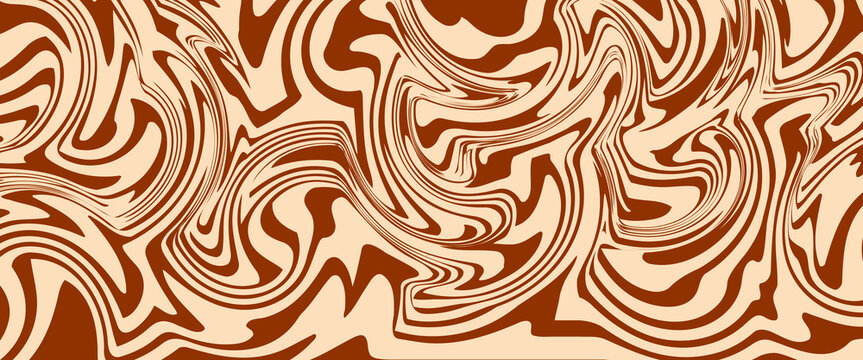 Wavy creamy chocolate, coffee, brown syrup vector background