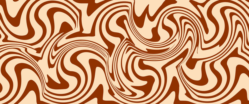 Wavy creamy chocolate, coffee, brown syrup vector background