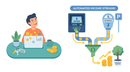 Fototapeta premium Automated Income System Illustration for Financial Growth.