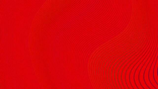 Abstract red background with flowing blue and gold undulating lines in a rhythmic motion.