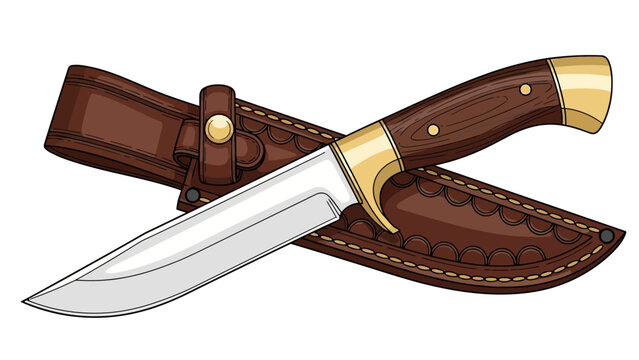 Knife with leather sheath.