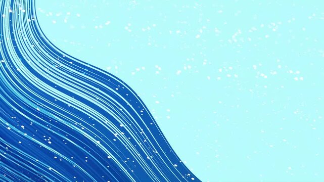 Abstract Blue Wavy Lines Motion Background with Particles