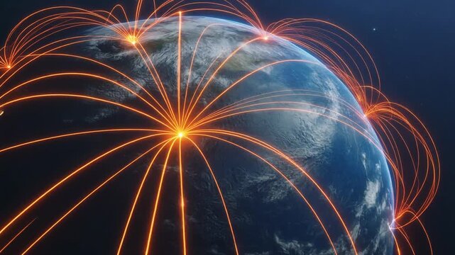 Global Digital Communication Network Connecting Earth from Space
