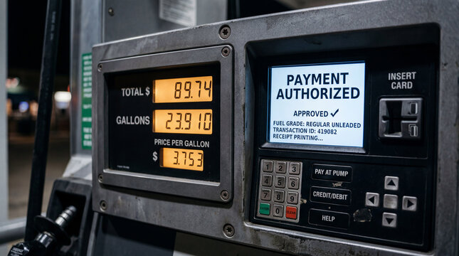 Generic Fuel Pump Display With Numbers And Payment Screen Captures Neutral Macro Refueling Technology