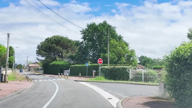 Driving Through a Quiet Residential Neighborhood in Paris France Suburbs