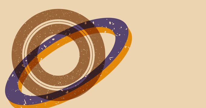 Colorful geometric shapes animation. Object in trendy riso graph design. Geometry elements abstract risograph texture style video.