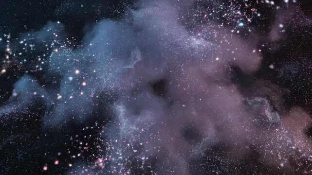 Colorful Particle Explosion with Expanding Dust and Smoke in Slow Motion, Abstract Cosmic Energy Burst