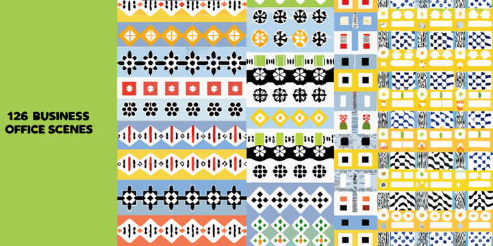 abstract geometric pattern bundle collection of 126 business office scenes