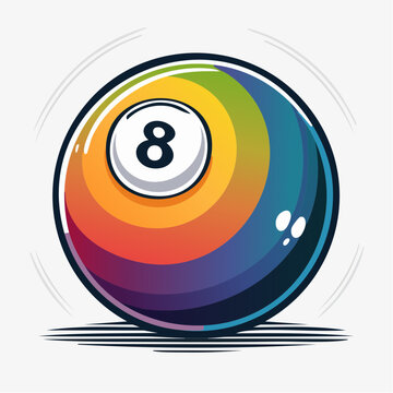 Colorful 8 Ball Billiard Ball with Rainbow Stripes