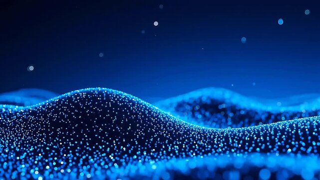 Blue wave pattern with glowing dots