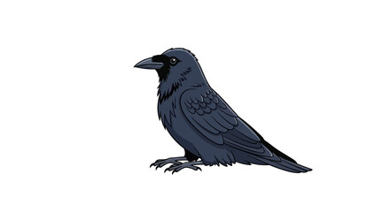 Black Bird Crow Standing Profile View. © Andre