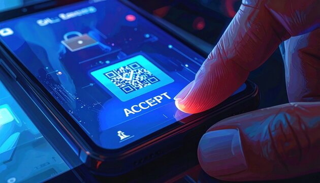 Person Scanning QR Code on Mobile Phone.