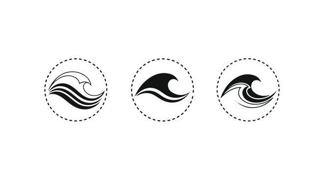 Abstract halftone wave pattern and dashed line design