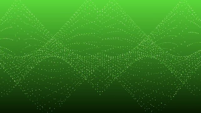 Abstract behongo green gradient background animation featuring blinking light dots that form rotating folded geometric shapes.