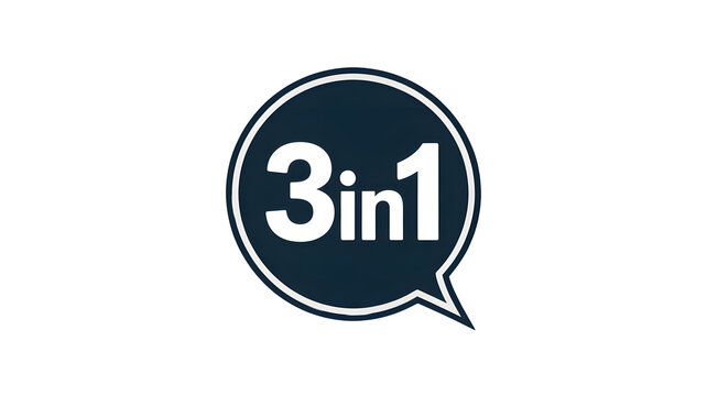 Three in one deal logo with speech bubble on white background