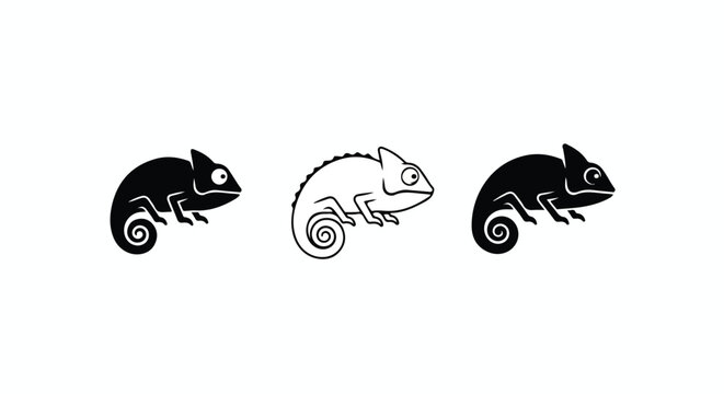 Chameleon lizard silhouette with halftone dotted texture