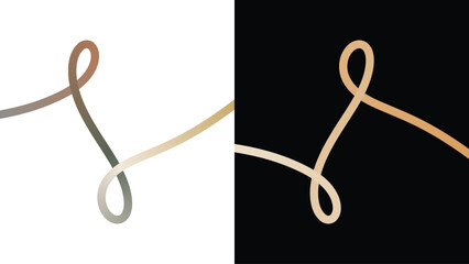Minimalist rope knot and scissors line art on plain background, isolated vector illustration © Songkar