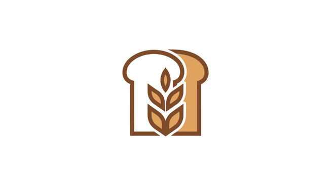 Abstract logo of wheat stalks integrated into a sliced loaf of bread, symbolizing baked goods and natural ingredients for a bakery business concept