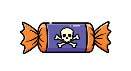 Fototapeta premium Halloween toxic poison candy with skull symbol vector illustration