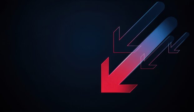 Abstract background with red and blue arrows pointing down, representing decline, loss, or negative trends