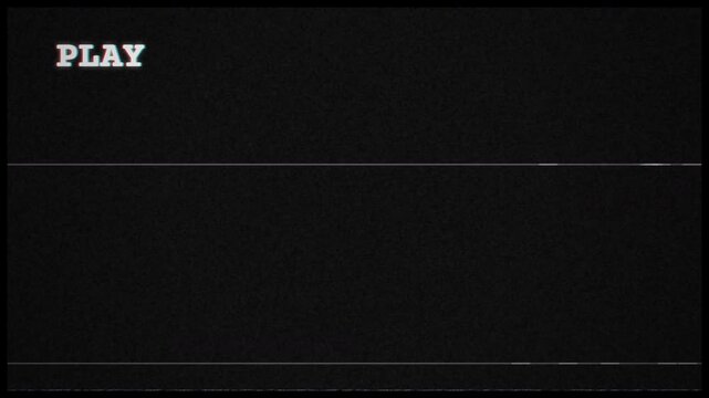VHS VCR Play Animation with Glitch Defects Artifacts and Static TV Noise 4k video