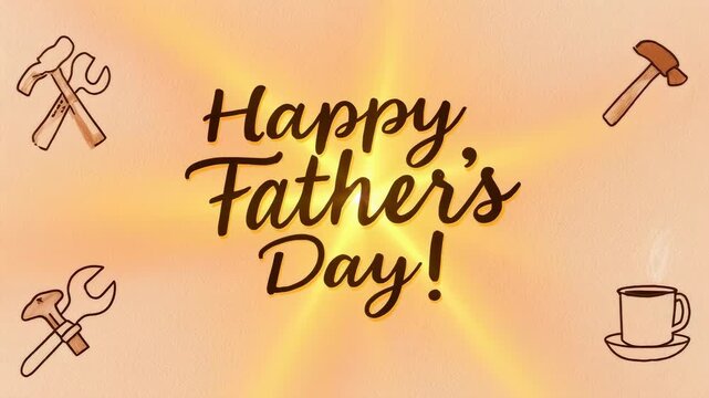 Happy Father's Day Celebration with Tools and Coffee Icons, Expressing Love and Appreciation for Dads