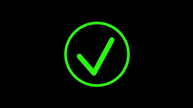 Loading circle transforming into a confirmed check mark animation showing successful task completion or verified process a simple graphic motion design ideal for user interface elements
