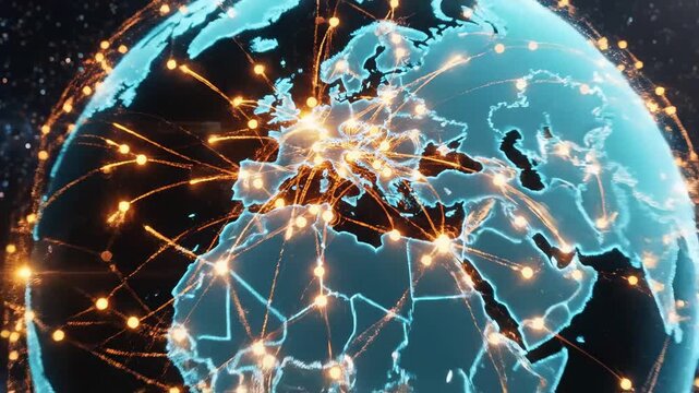 Globe with global network connections symbolizing tranquility, harmony, and the great outdoors