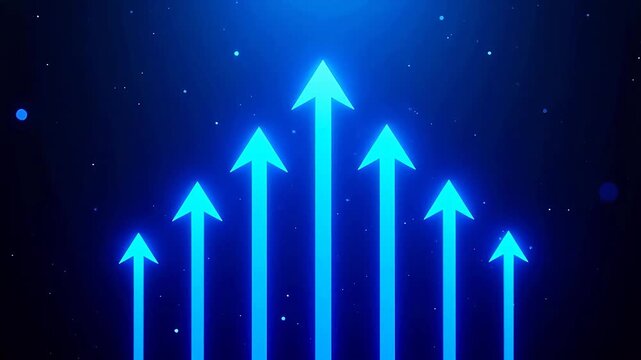 Glowing blue arrows on starry background