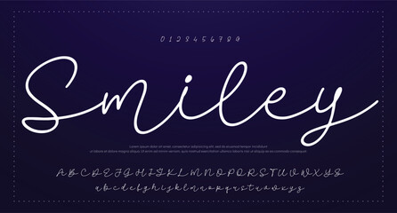 Hand lettered signature script typography black text on white background © why