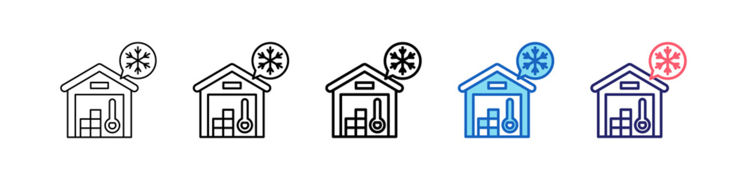 Cold Storage Icon In 5 Different Styles Set Collection.   