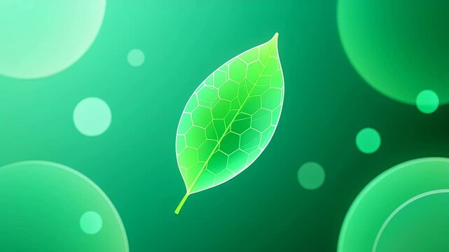 Green leaf with circular light spots