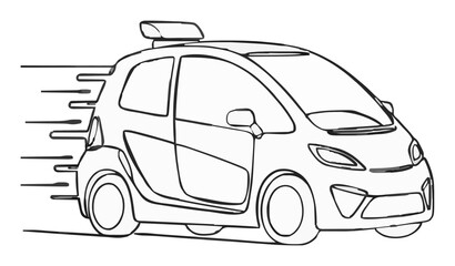 Obraz premium Autonomous pod car minimalist line art vector. Generative AI