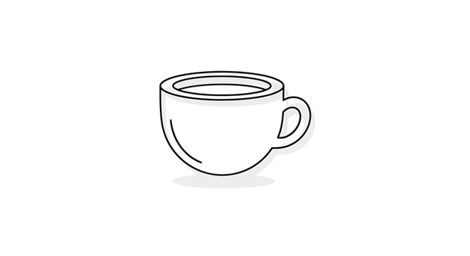 Clean Line Art Vector Icon of a Warm Beverage Cup, Ideal for Digital Menus, Coffee Shop Branding, and Relaxing Drink Concepts