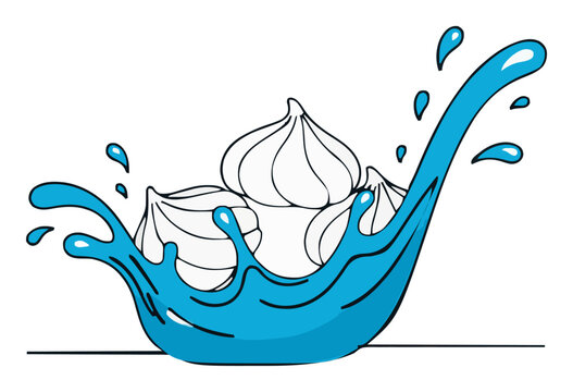 Meringue cookies minimalist line art illustration. Generative AI