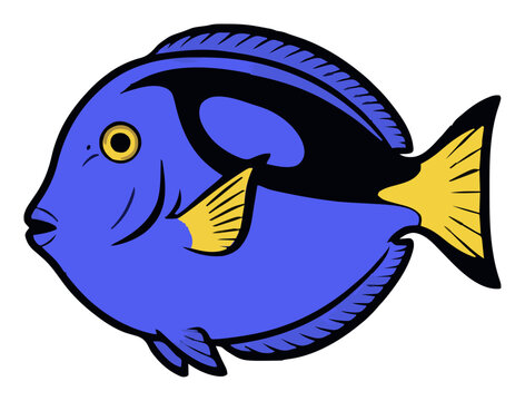 Blue tang fish isolated vector illustration. Generative AI