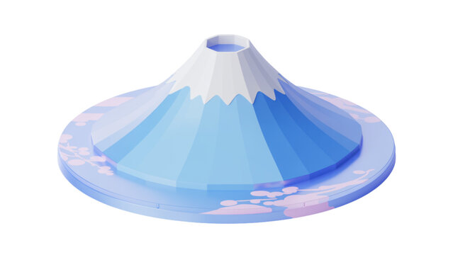 Cute cartoon mt fuji with blue sky