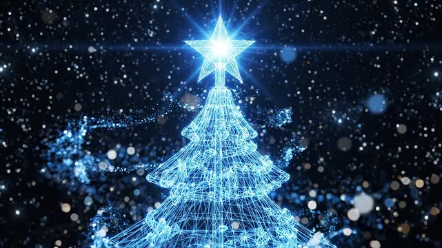 Digital Christmas tree with star highlighting vibrant colors and contemporary design