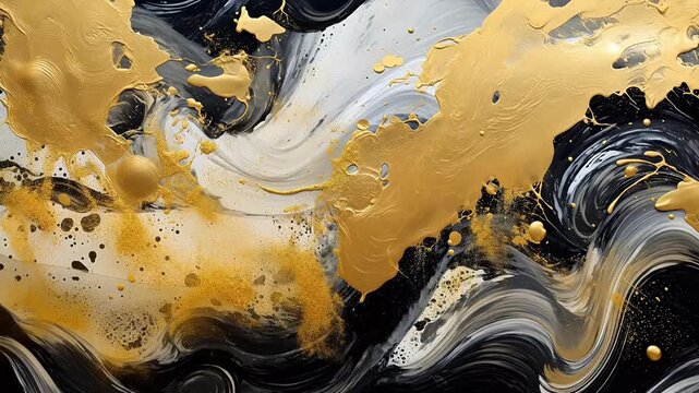 Artistic black and gold marble paint abstract background