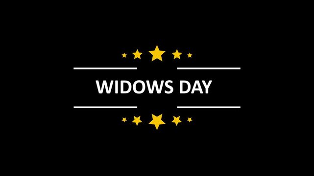 Widows day animation with golden stars on black background, widow's day remembrance