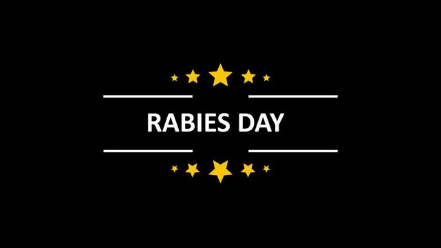 Rabies day awareness: dynamic animation with gold stars on black background, 1. rabies day