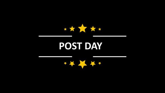Animated post day title with dynamic stars and bold typography for presentations