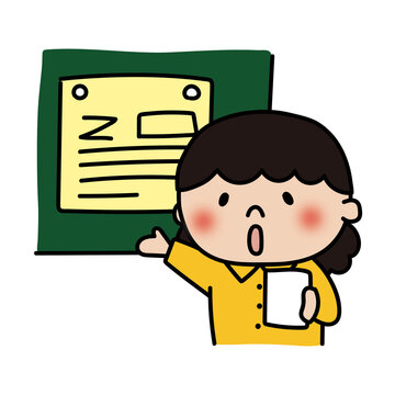 発表するふわふわの天パの子供（女の子）