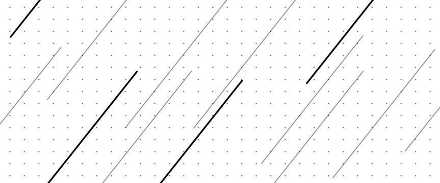 Minimalist abstract background featuring a clean grid of gray dots overlaid with dynamic diagonal lines in varying shades of black and grey.