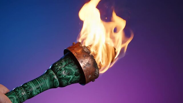 Hand holding flaming torch emphasizing modern aesthetics and minimalist design
